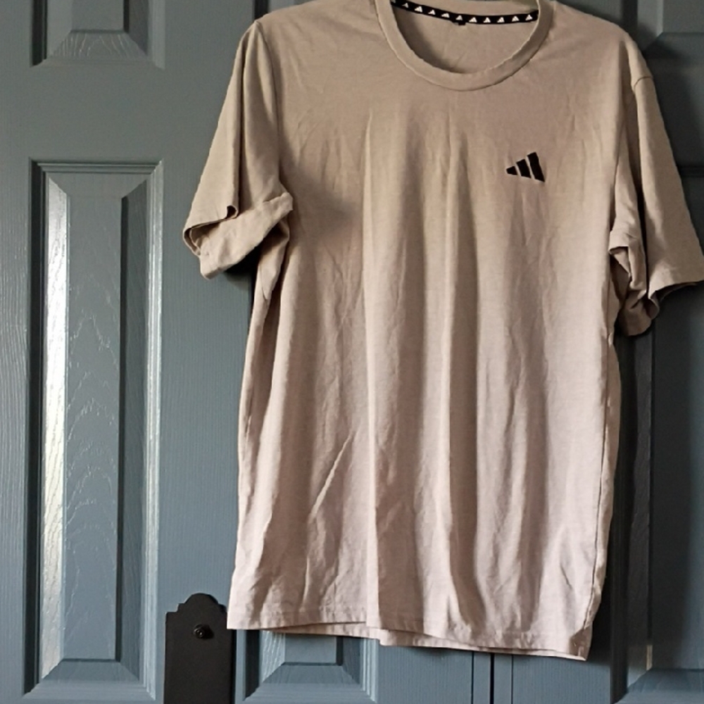 adidas Men’s Sand Crew Neck T-Shirt with Black Logo